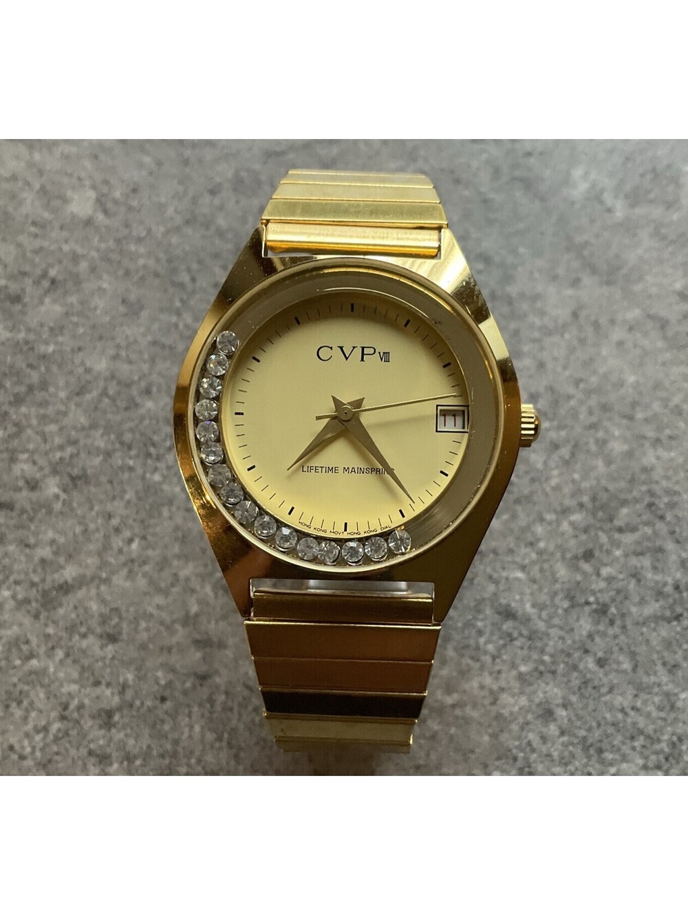 Cool Vintage CVP Women’s Mechanical Watch 35mm Gold Tone Case & Band Runs Bin Q